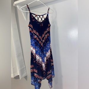 Navy, blue and white floral dress